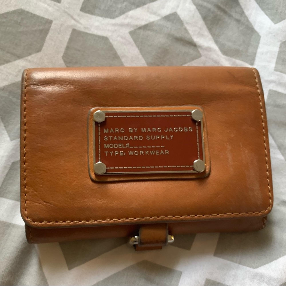Marc by Marc Jacobs brown leather trifold wallet